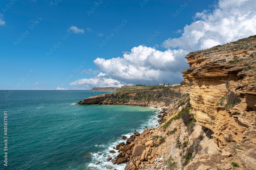 Rocky coast near Luz in the Algarve in Portugal