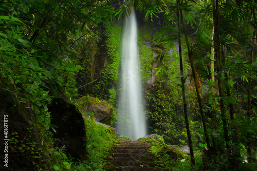 The beauty of the Silawe waterfall with abundant water in Magelang  Central Java  Indonesia