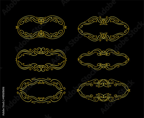 Gold Borders Elements Set Collection, ornament Vector