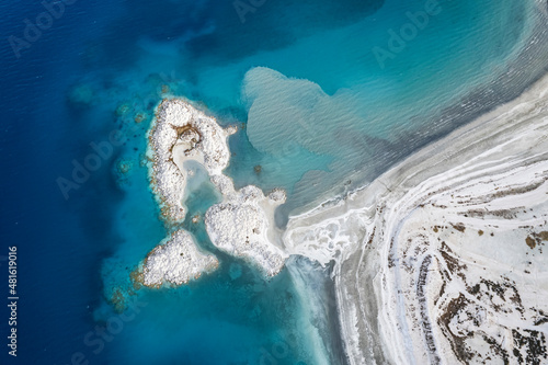 Aerial view shot salda lake of burdur photo