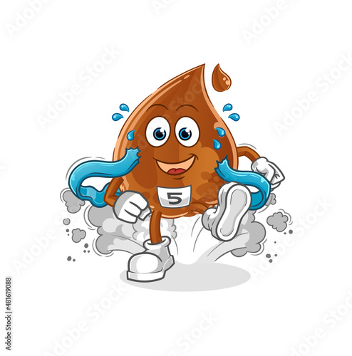 chocolate drop runner character. cartoon mascot vector