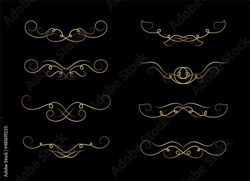 Gold Borders Elements Set Collection, ornament Vector