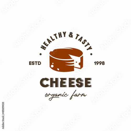 illustration logo vector graphic of  slice cut round healthy and tasty cheese used for cheese brand logo and dairy logo from organic farm. edam  camembert  mozzarella  cheddar  parmesan  emmental