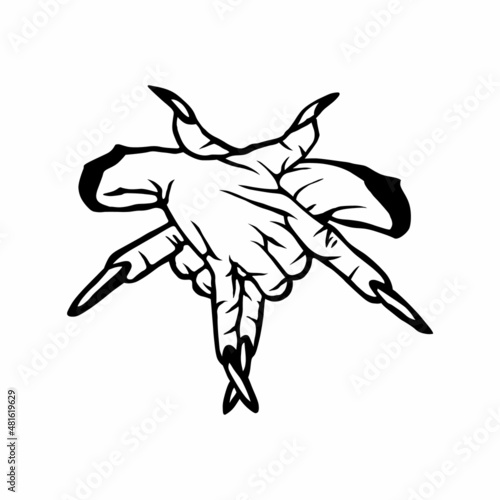 hands create a pentagonal star.black elements on a white background.vector illustration.modern typography design for t shirt,web design.sticker,banner,poster,bags and different uses