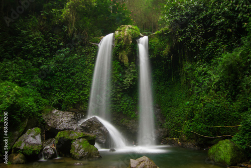 Twin Waterfalls Named 'Grenjengan Kembar' at the Foot of Mount Merbabu