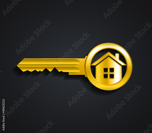 3d shiny holden house key / lelegan home symbol