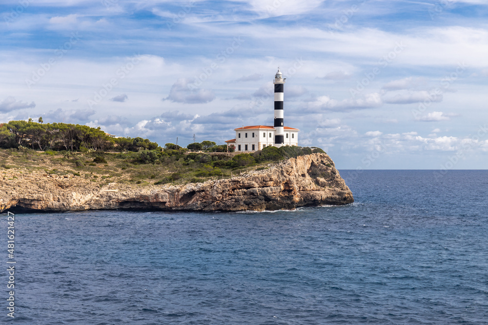 Lighthouse of Portocolom or Porto Colom, Majorca, Mallorca, Balearic Islands, Spain