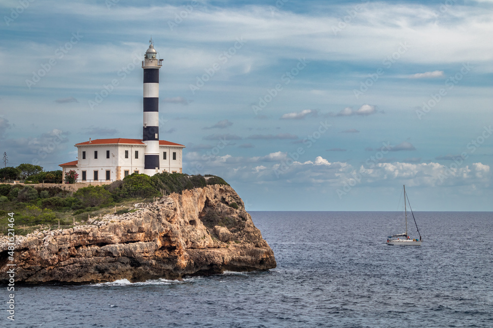 Lighthouse of Portocolom or Porto Colom, Majorca, Mallorca, Balearic Islands, Spain