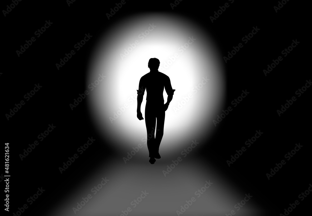 Person walking in the tunnel.