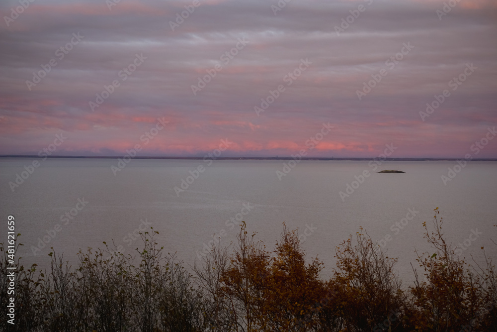 Coast near the Tatar Strait at sunset