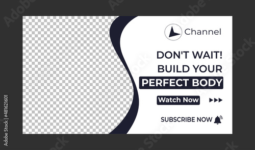 Editable Medical, Health and fitness training, exercise, social media web banner, and youtube thumbnail template | Youtube live stream video thumbnail for marketing agency | video thumbnail | Youtube