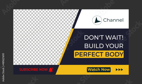 Editable Medical, Health and fitness training, exercise, social media web banner, and youtube thumbnail template | Youtube live stream video thumbnail for marketing agency | video thumbnail | Youtube