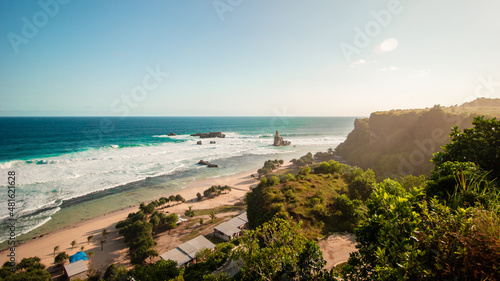 Buyutan Beach in Pacitan - Indonesia with Unique Coral Icons photo