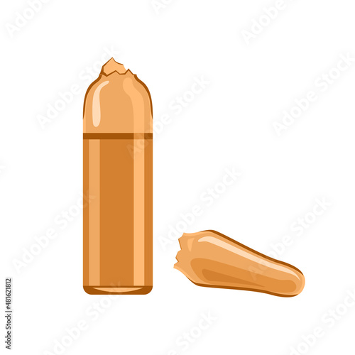 Broken medical glass ampule isolated on white background. Vector cartoon flat illustration.