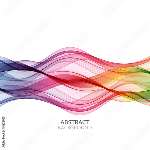 Wave spectrum abstract vector background, smoky rainbow wavy lines for brochure, website, flyer design.