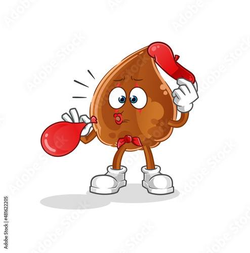 chocolate drop pantomime blowing balloon. cartoon mascot vector