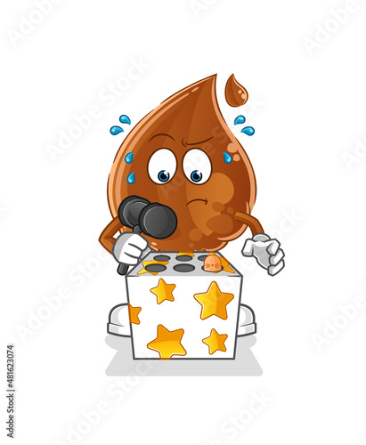 chocolate drop play whack a mole mascot. cartoon vector