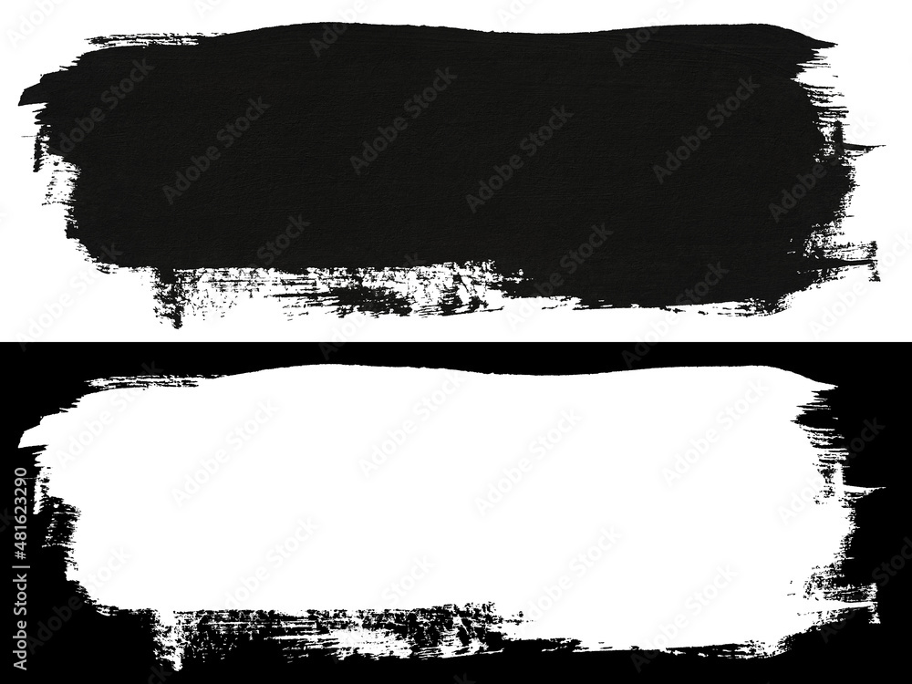 Stroke of black paint texture isolated on white background with clipping mask (alpha channel) for quick isolation. Stroke of black paint texture isolated on white background with clipping mask (alpha channel) for quick isolation.