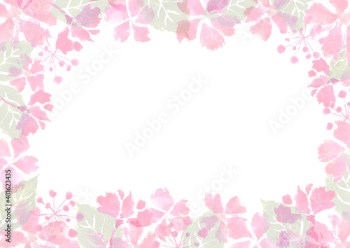 水彩で描いた桜のフレームイラスト