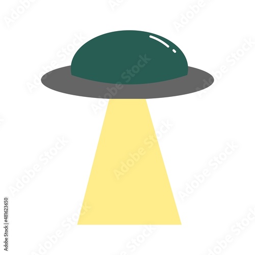 alien invasion and flying saucer with beam