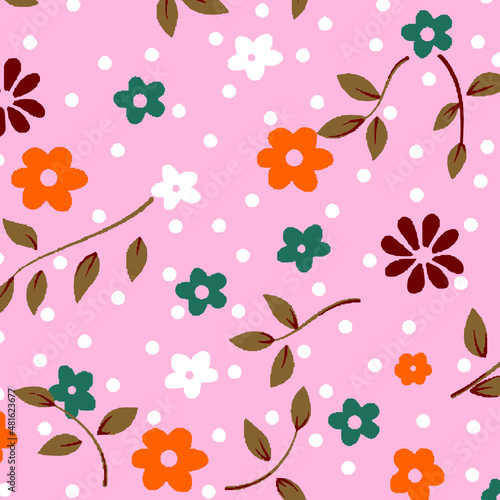 Seamless Flower Pattern Pink
