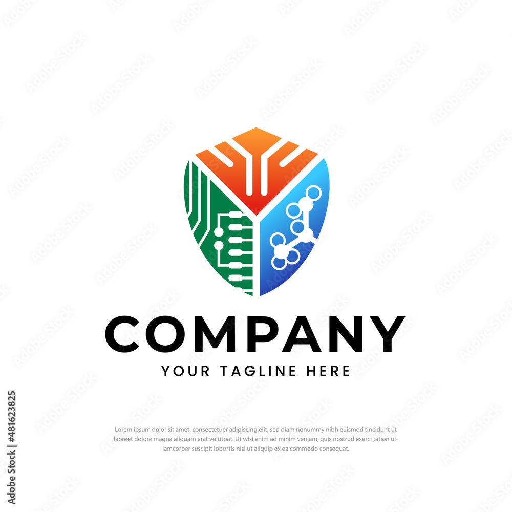 Technology security shield logo, Can be used for Business, Technology and Enterprise Brands. Vector Logo Illustration. Technology security shield logo, Can be used for Business, Technology and Enterprise Brands. Vector Logo Illustration.