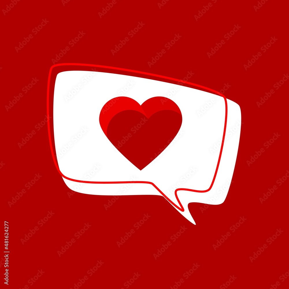 love message in a speech bubble with red outline on a red background love message in a speech bubble with red outline on a red background