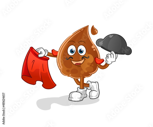 chocolate drop matador with red cloth illustration. character vector