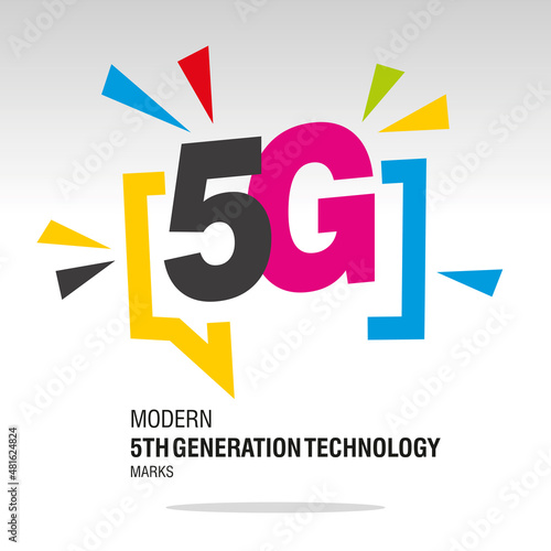 5G modern colorful 5th generation mobile network sign icon sticker
