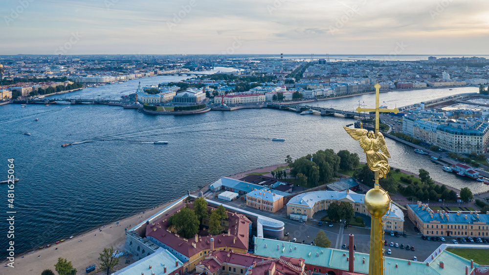 Obraz premium evening historical center of Saint Petersburg from a height of flight 