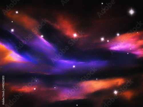 Cosmic nebulae, gas in space. The birth of stars in the galaxy. Abstract background image of the universe. 