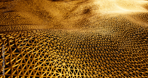 3d gold abstract geometric background