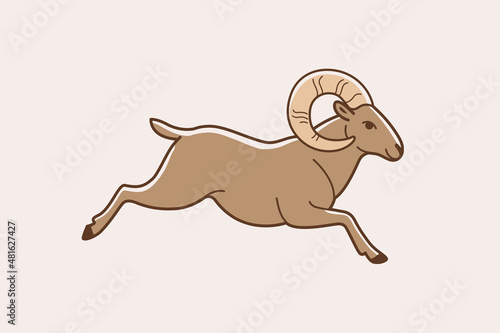 llustration of ram. Simple contour vector illustration for emblem  badge  insignia.