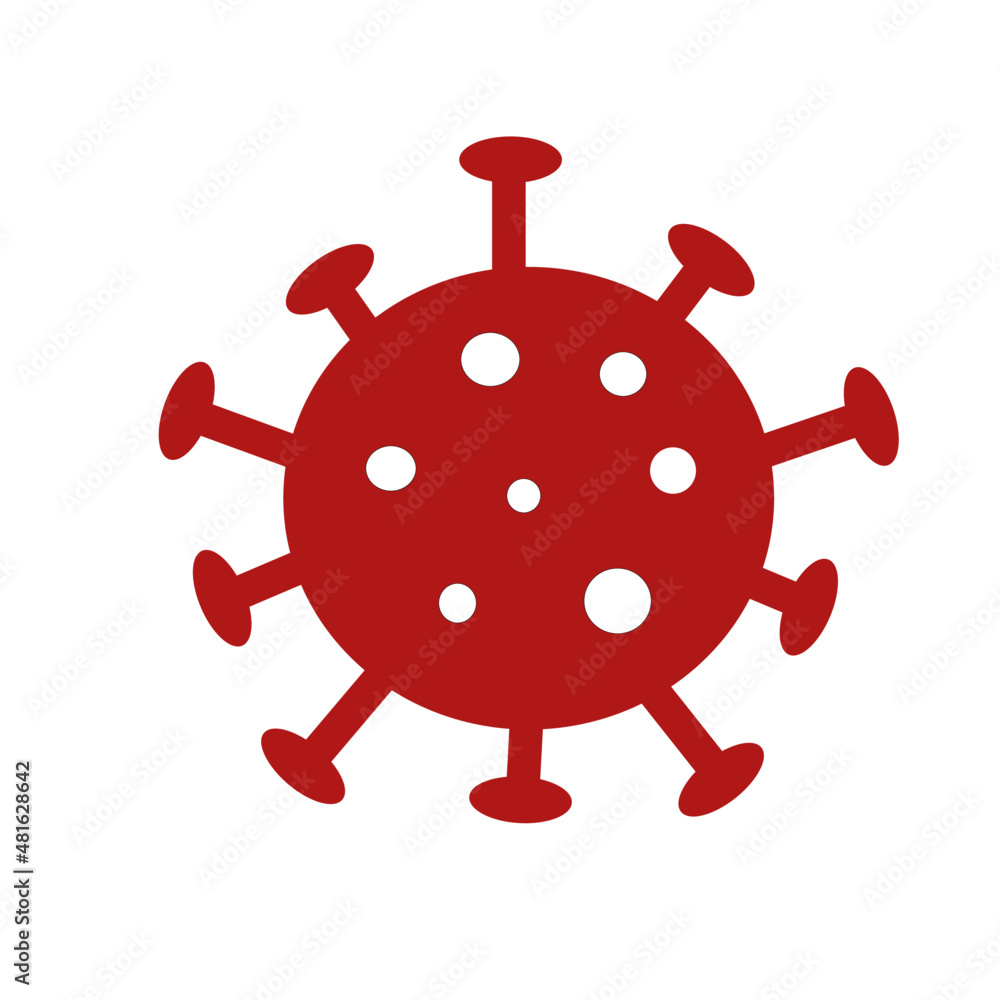 The red icon of SARS-CoV-2 or COVID-19 molecule The red icon of SARS-CoV-2 or COVID-19 molecule