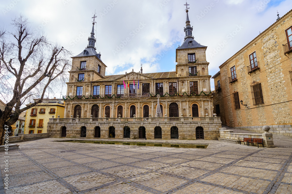 Town hall of the city of Toledo in the cathedral square, Spain.