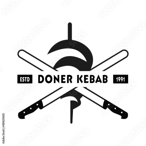 Doner kebab logo for restaurants and markets. Doner kebab logo template. EPS10 vector illustration.