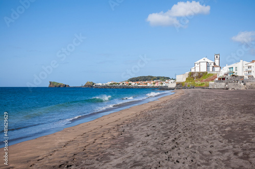 View of The Milicias beach (Praia das Milicias) and Atlantic Ocean, Ponta Delgada, Sao Miguel island, Azores, Portugal