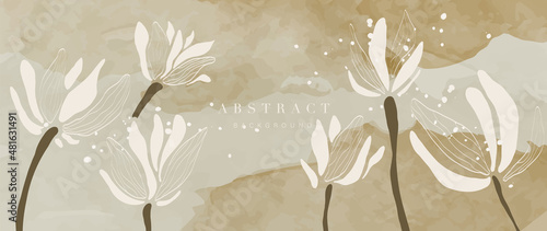 Abstract arts watercolor background. Vector design with floral, flower, leaves and watercolor brush texture. Creative art design for prints, wall art, home deco, wallpaper and cover template.