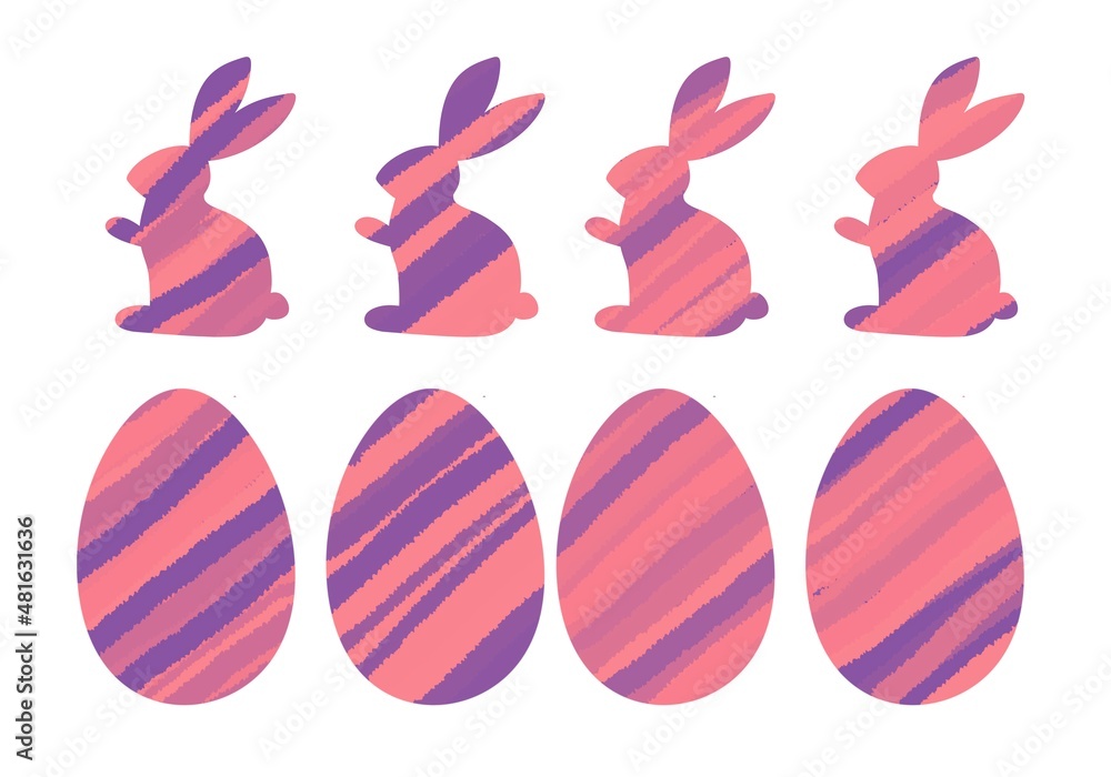 Easter rabbit and eggs set for stickers and kids and cards and posters and postcard and magazines and sales Easter rabbit and eggs set for stickers and kids and cards and posters and postcard and magazines and sales