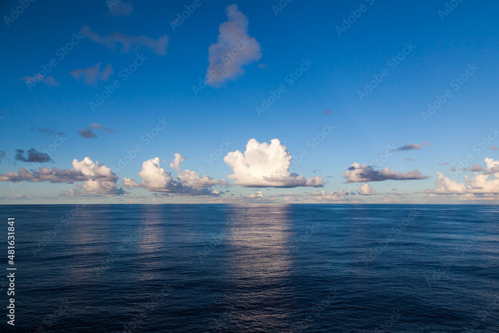 Obraz premium Low clouds in the Atlantic Ocean. Landscape from clouds and ocean.