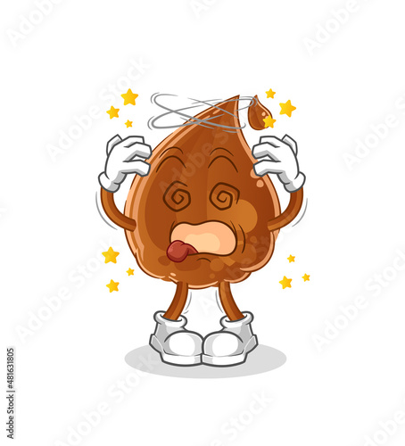 chocolate drop dizzy head mascot. cartoon vector
