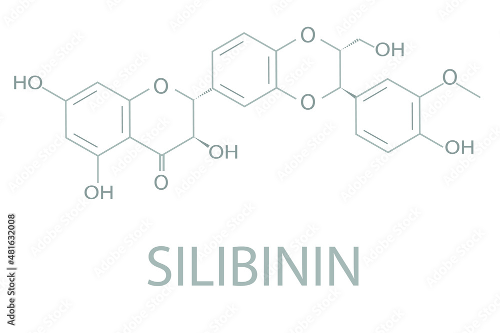 Silibinin molecular skeletal chemical formula. Silibinin molecular skeletal chemical formula.