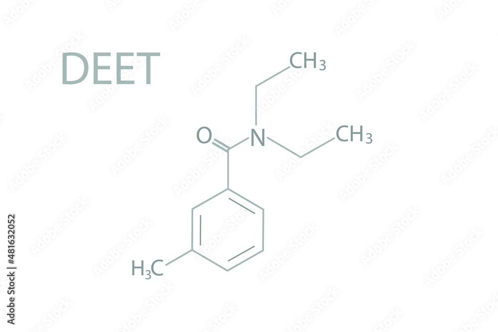 Diethyltoluamide (DEET) molecular skeletal chemical formula.	