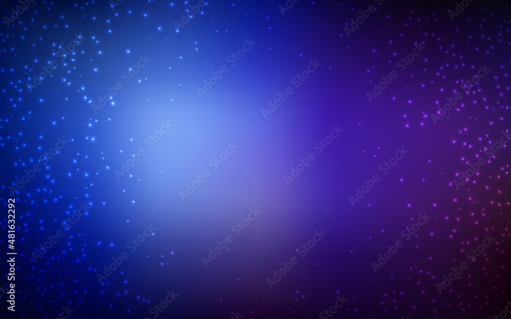 Dark Pink, Blue vector pattern with night sky stars.