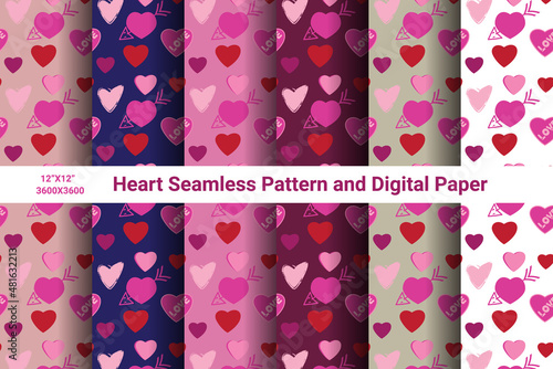 Valentine Day Heart Seamless Pattern and Background