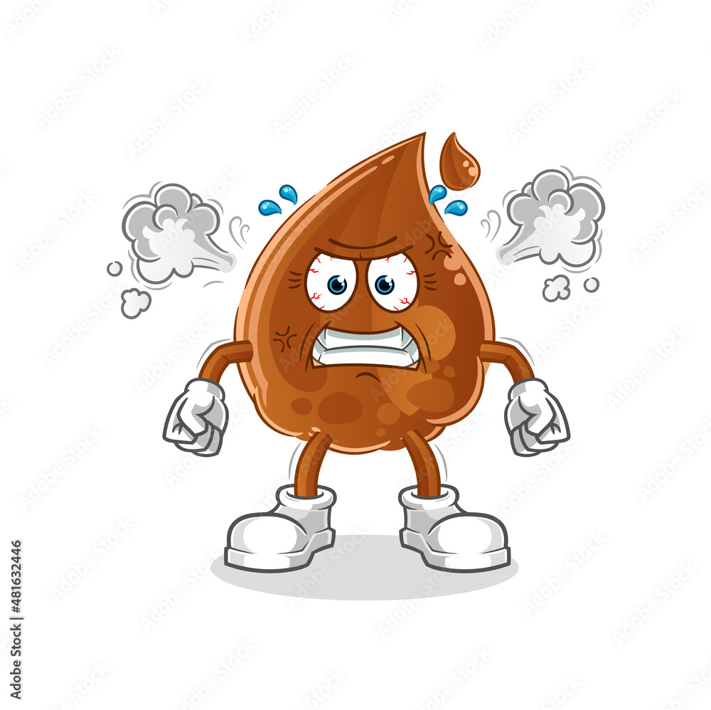 chocolate drop very angry mascot. cartoon vector chocolate drop very angry mascot. cartoon vector