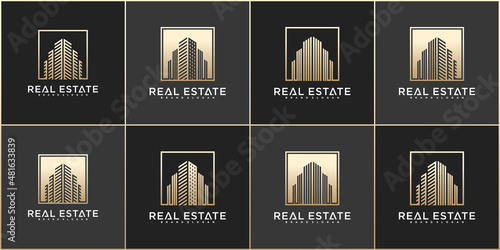 Set of collection building contruction logo design with creative building structure Premium Vector photo