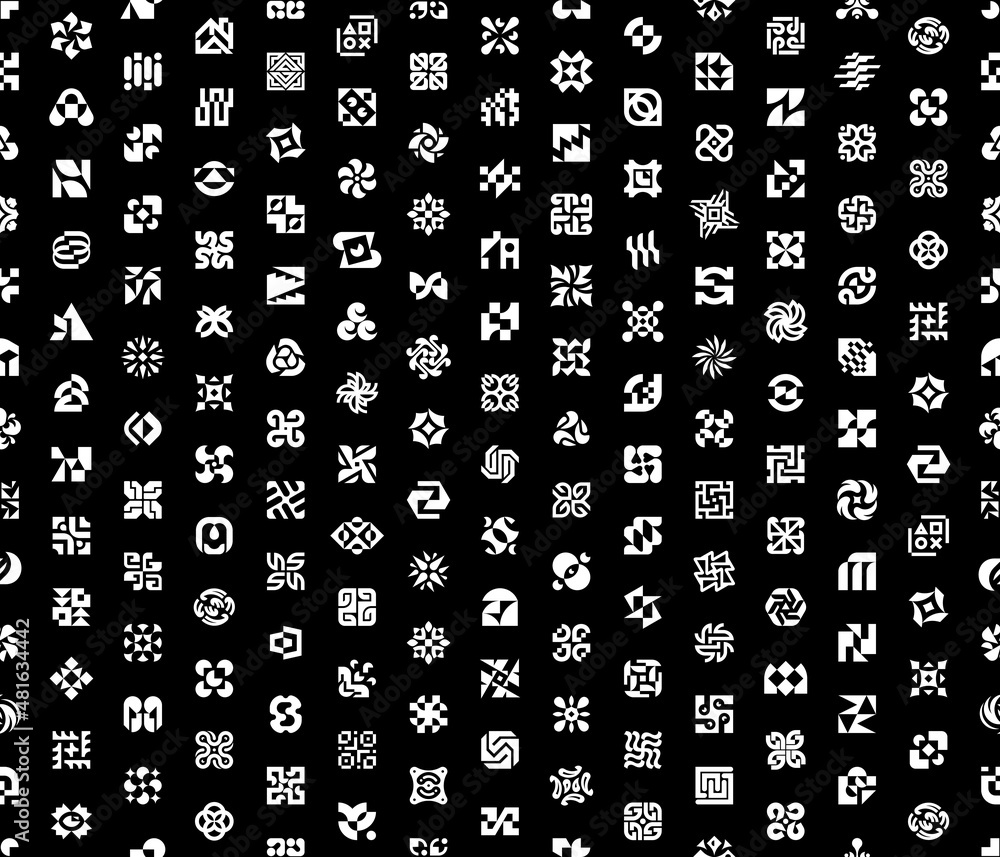 Seamless pattern with Abstract logos. Geometric abstract logos. Icon design
