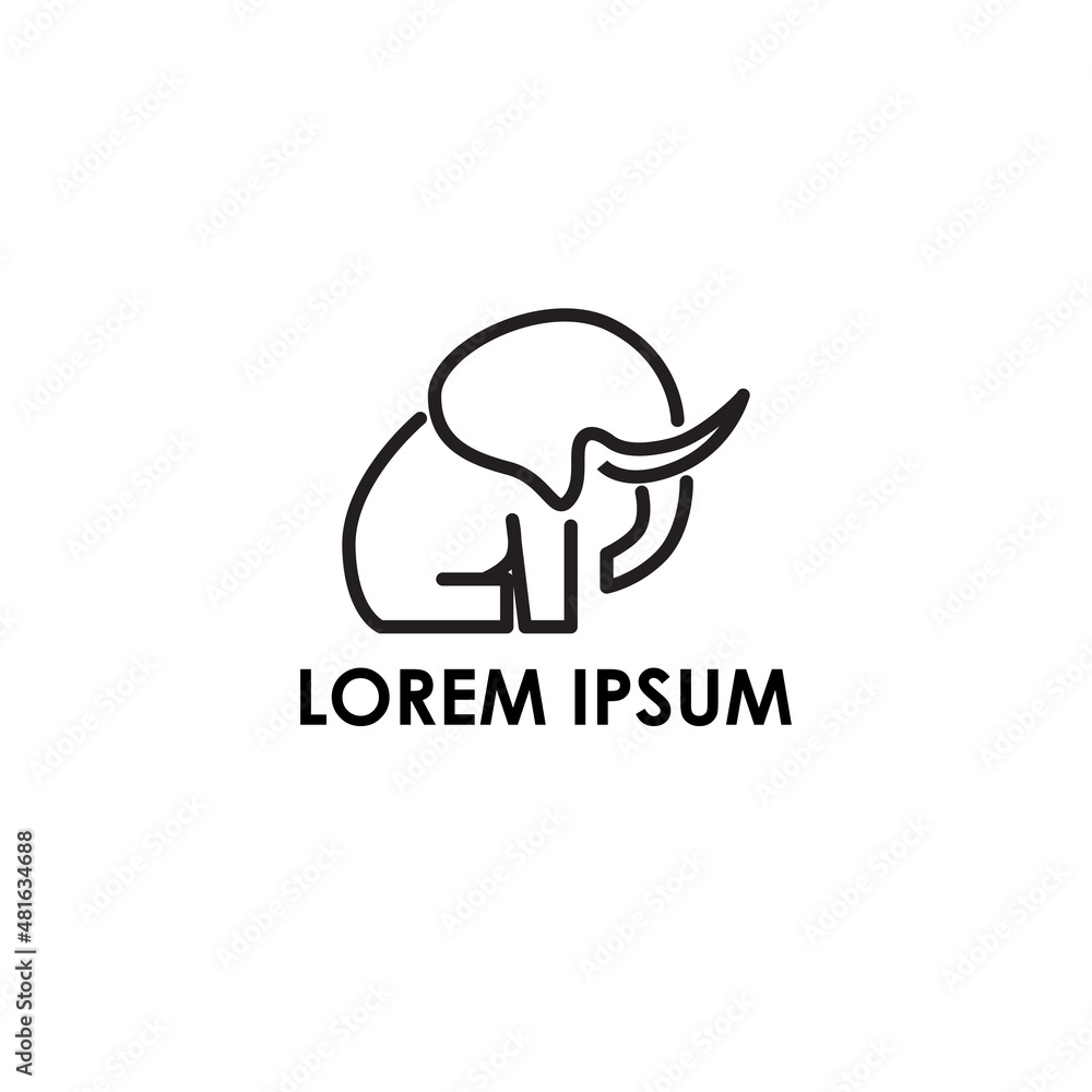 elephant shape logo design with outline.