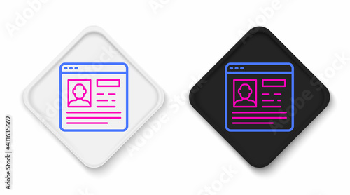 Line Resume icon isolated on white background. CV application. Searching professional staff. Analyzing personnel resume. Colorful outline concept. Vector